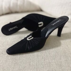 J. Renee Vintage Satin & Leather Cocktail Mule Heels